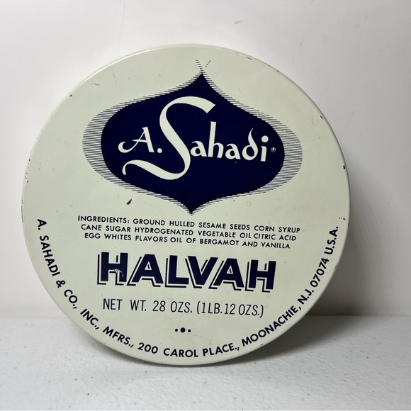 Vintage A. Sahadi Halvah Tin Can 28 Oz Empty - Picture 1 of 12